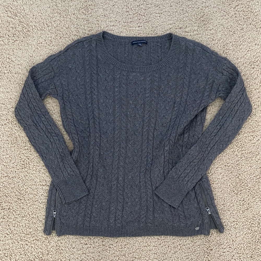 American Eagle - Charcoal Heather Cable Sweater